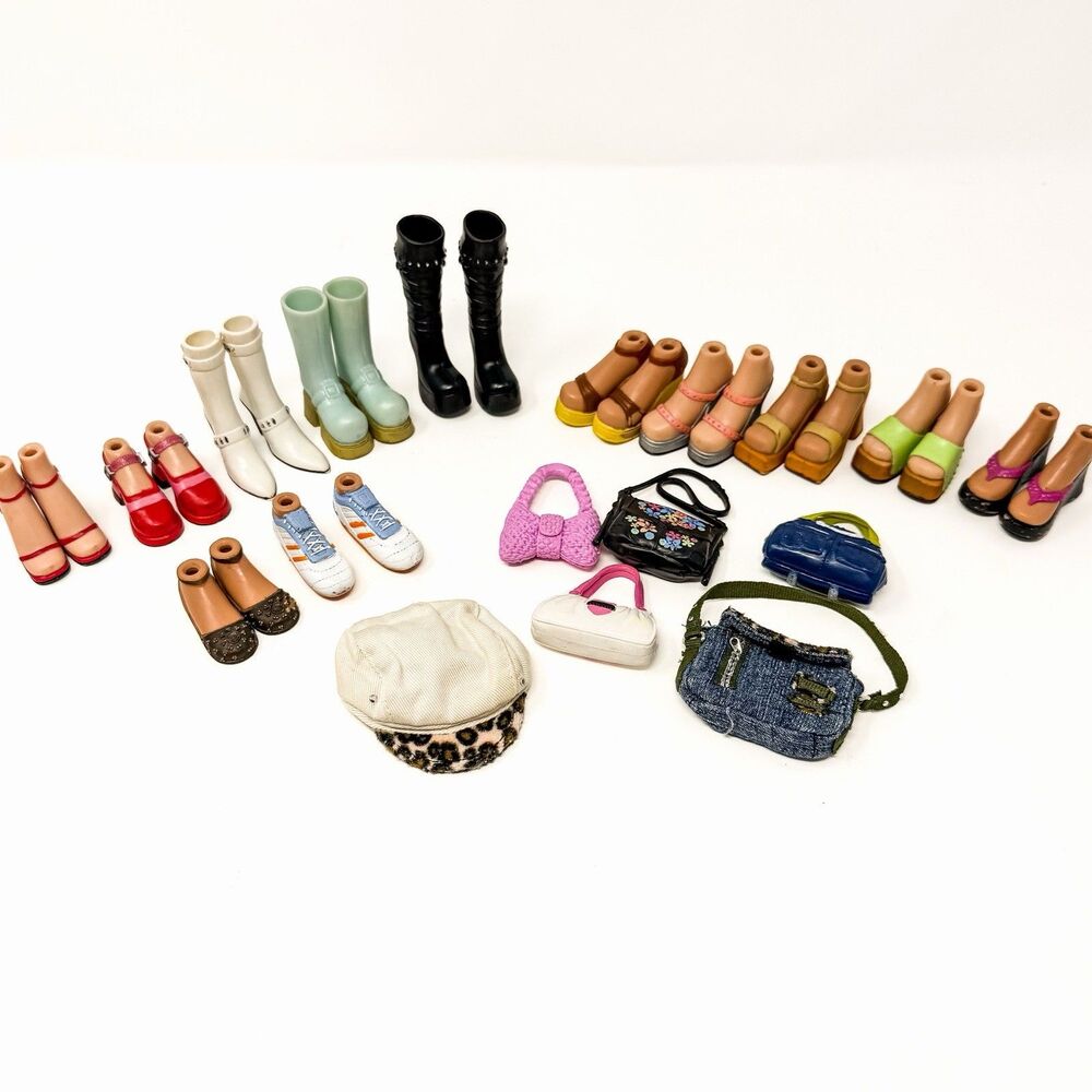 Bratz Doll Shoes Accessories Lot Boots Heels Platforms Handbags Hat Y2K